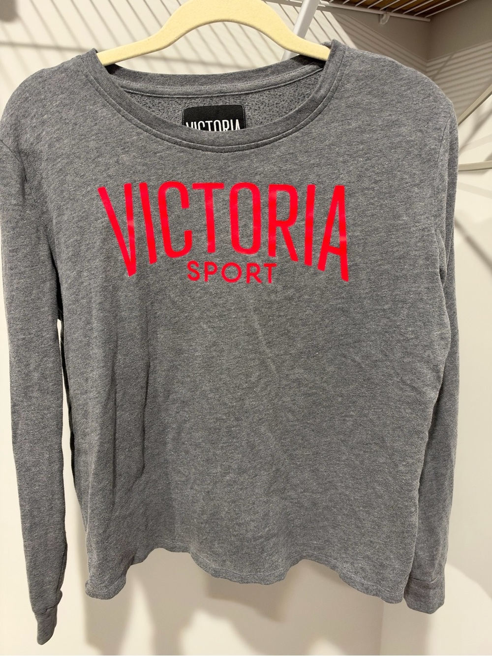 Victoria Secret Gray Long-Sleeve Crewneck Top